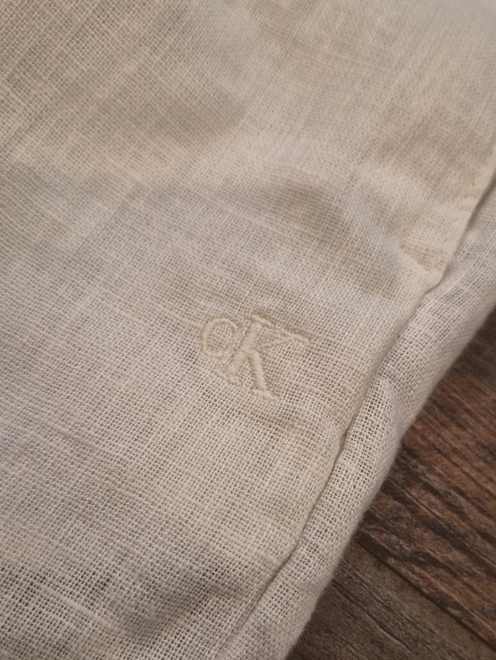 S/M Calvin Klein Linen & Cotton Wide Leg Pants, Elastic Drawstring Waist - Picture 7 of 11